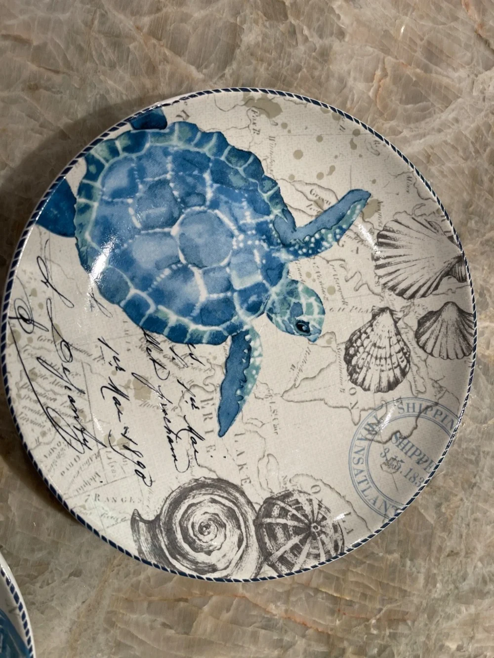 SET OF 8 222 Fifth Under the Sea Pattern Porcelain Plates DISCONTINUED PATTERN